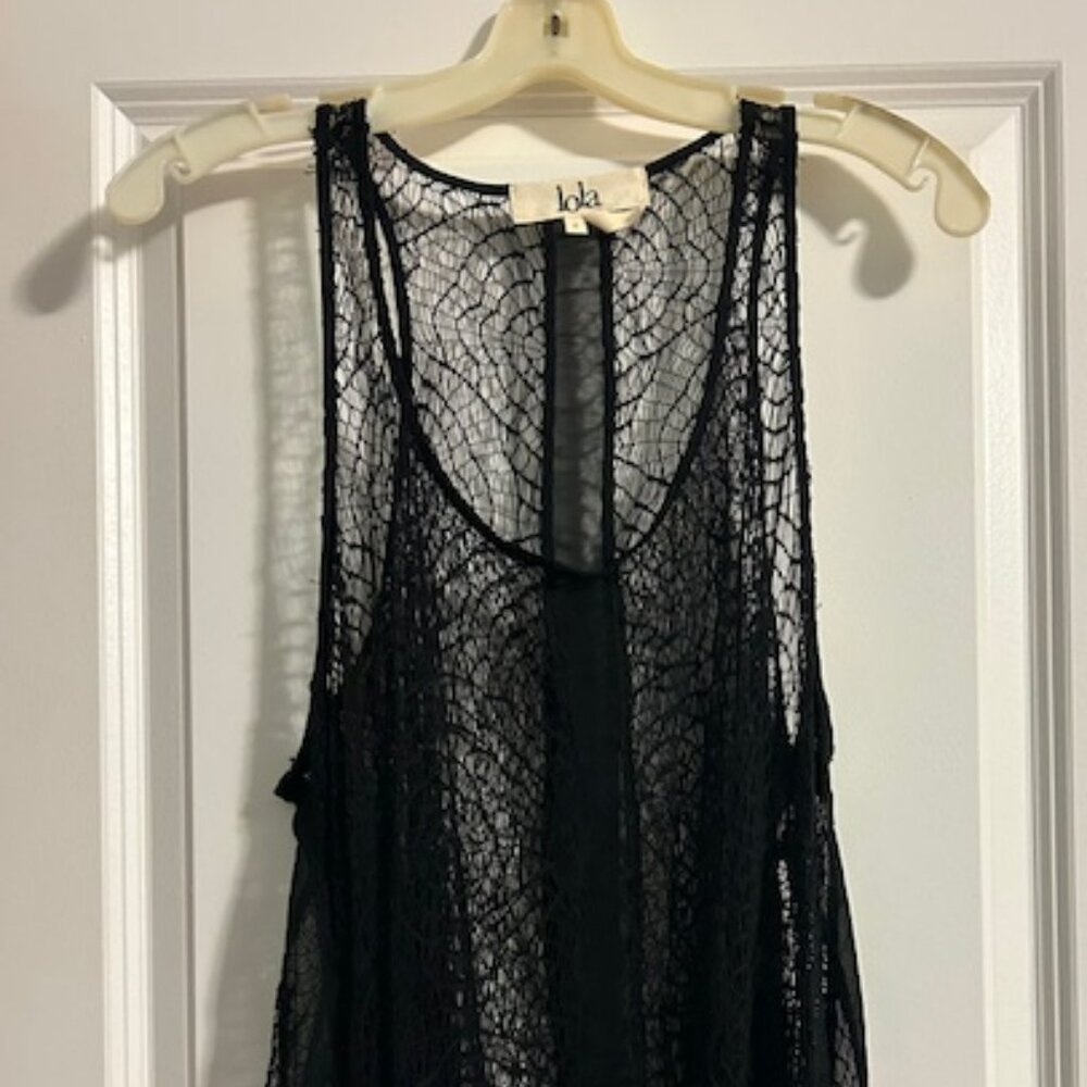 Lola Sheer Black Pullover Women's Vest, Size Large